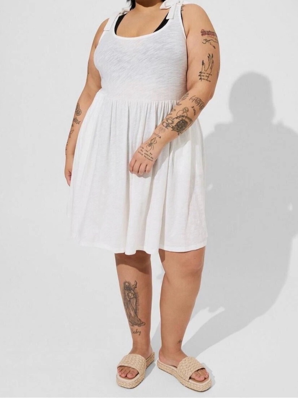 NWT Torrid Mini Cotton Slub Tie Shoulder Cover-Up Dress